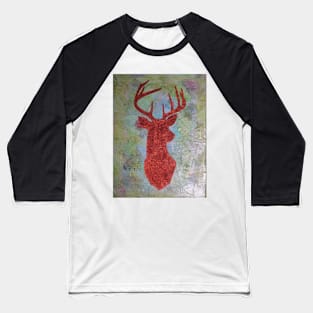 Red Christmas Reindeer Baseball T-Shirt